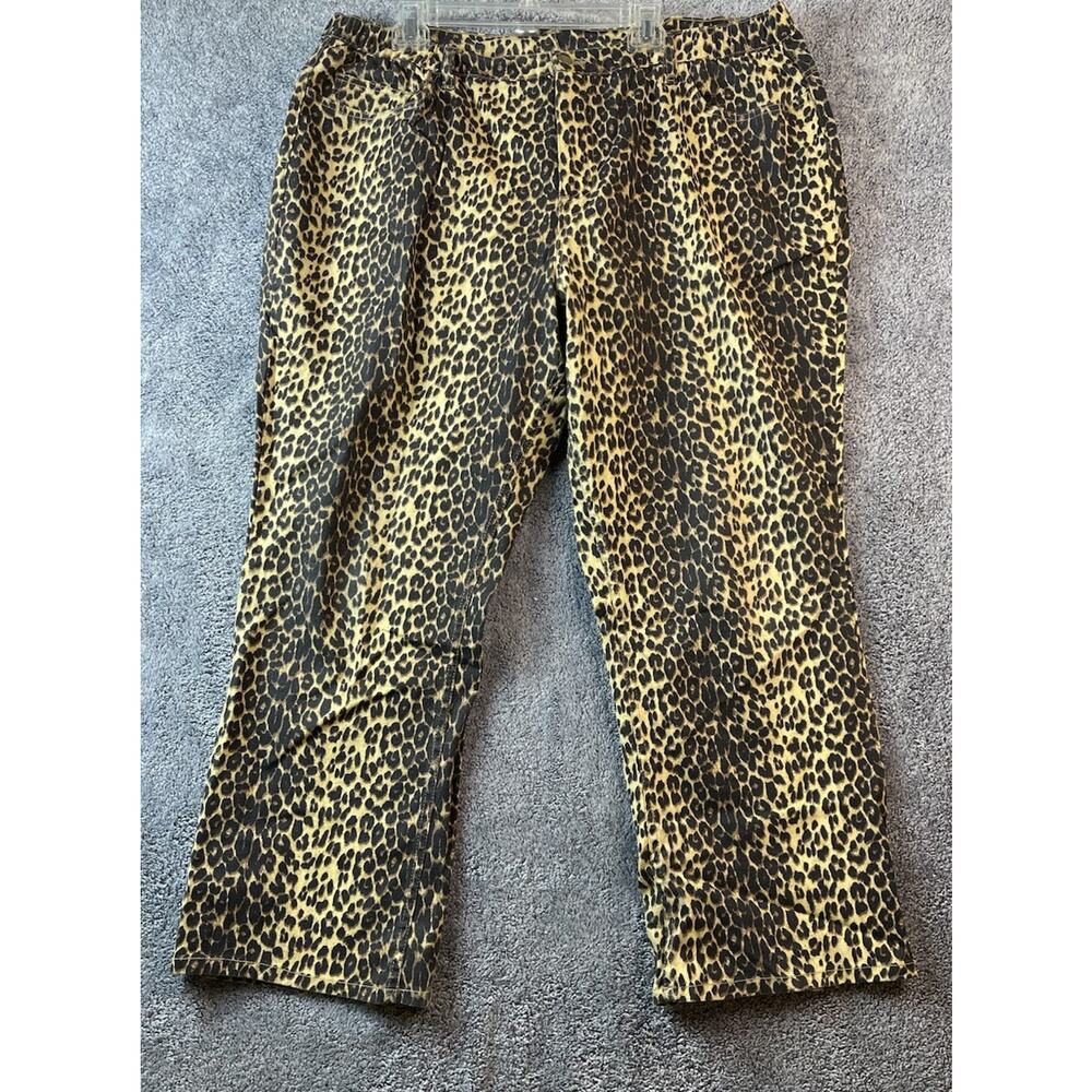 Denim & Co Animal Print Womens Pants Side Elastic P2X EUC‎